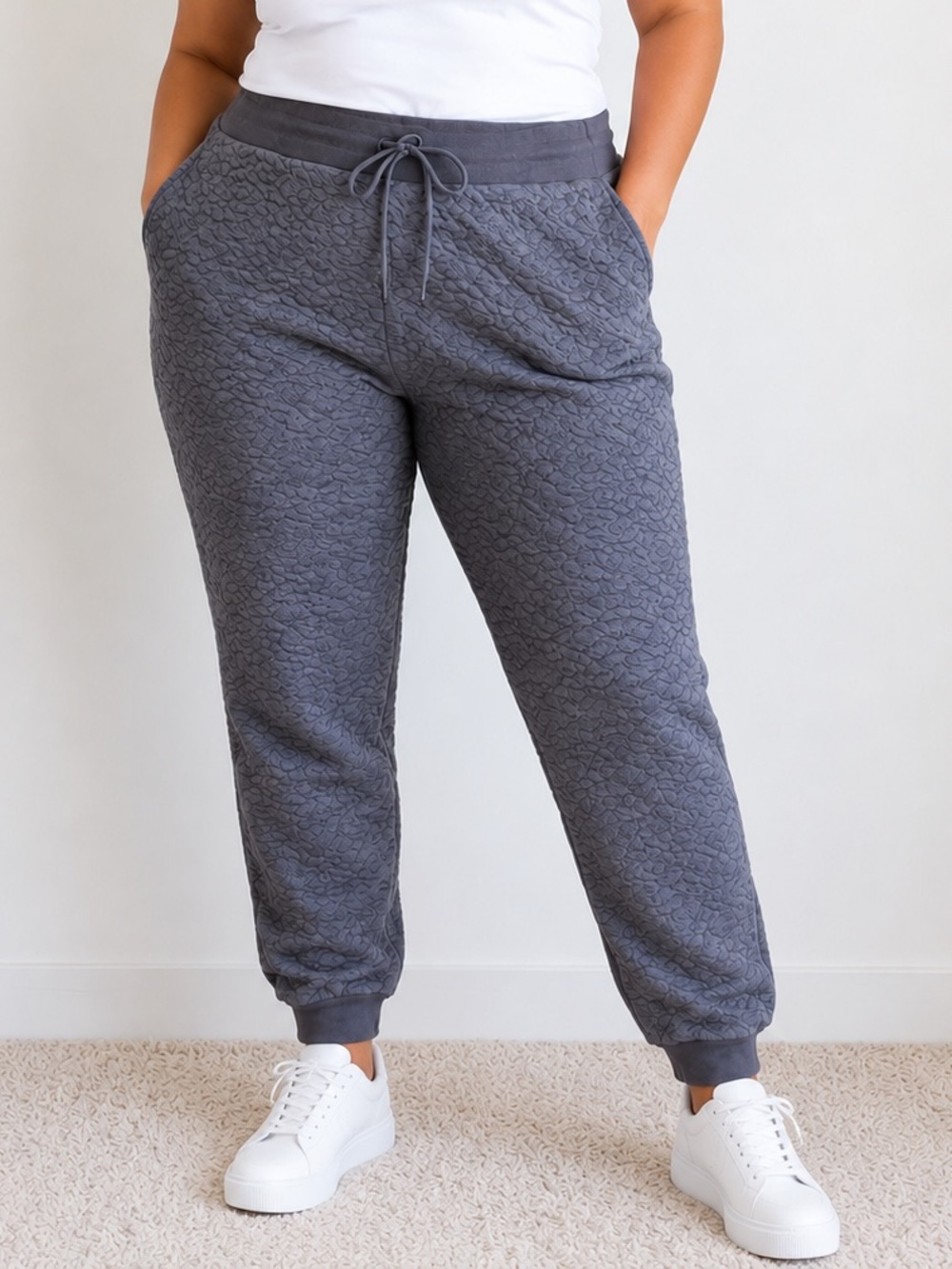 Women’s Quilted Jogger Pants - Charcoal in 3X